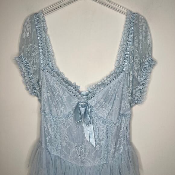 Amy Jane London Sofia Blue Lace Tulle Maxi Dress Size Large - Picture 7 of 11